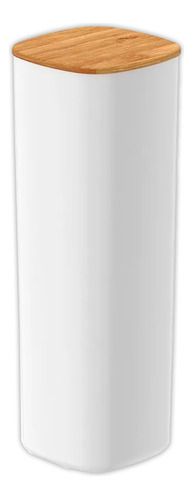 Pote Hermético Organizador Tampa De Bambu Branco 2 Litros
