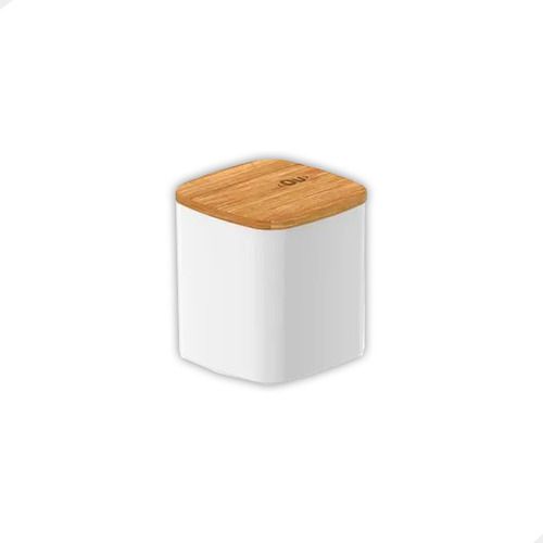 Pote Hermético Organizador Tampa De Bambu Branco 150ml
