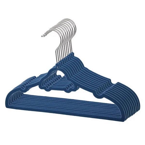 Kit 20 Cabides De Veludo Infantil Carrinho Azul Ultrafino Slim