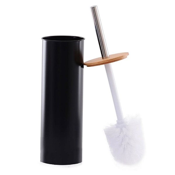 Escova Sanitária Com Tampa Bambu - Preto