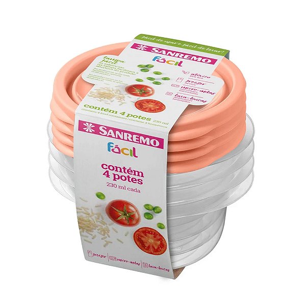 4 Potes Plástico 360ml Redondo Microondas Freezer Bpa Free