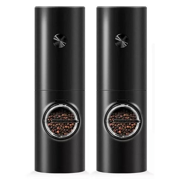 Kit 2 Moedores Elétricos Ajustáveis Sal Pimenta E Temperos