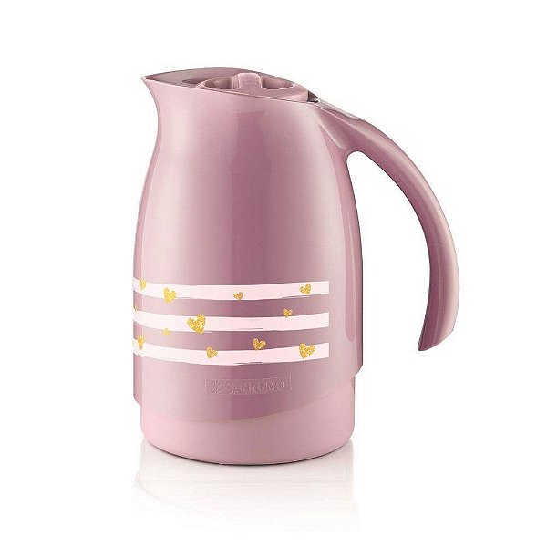 Jogo Bule 700ml + Suporte  Filtro De Café Tamanho 102 Rosa