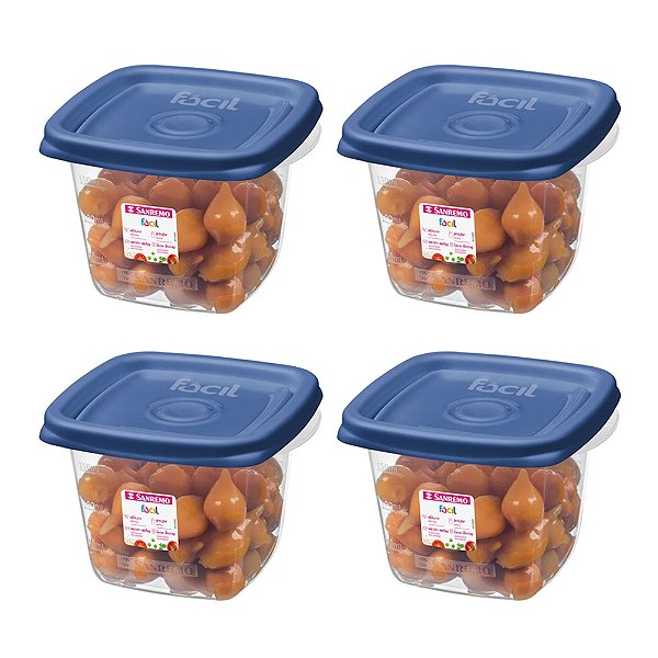 Conjunto 4 Potes Plástico 200ml - Sanremo