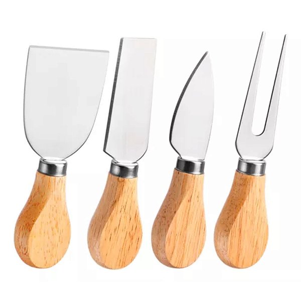 Conjunto Jogo P/ Cortar Queijo 4 Pçs Inox Kit Facas Espátula