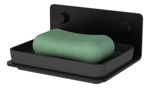Saboneteira Com Base Plástica Removível - Preto Fosco