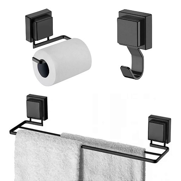 Kit De Acessórios Para Banheiro Luxo Ventosa 3 Peças