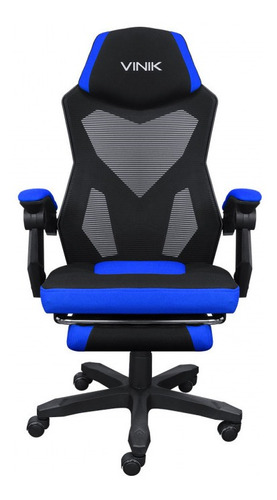 Cadeira Gamer Reclinável Rocket Preta Com Azul Vinik