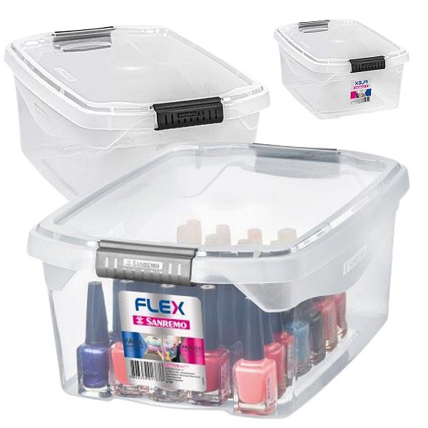 4 Caixas Plastica Organizadora 6 Lt C/ Tampa Trava Sanremo
