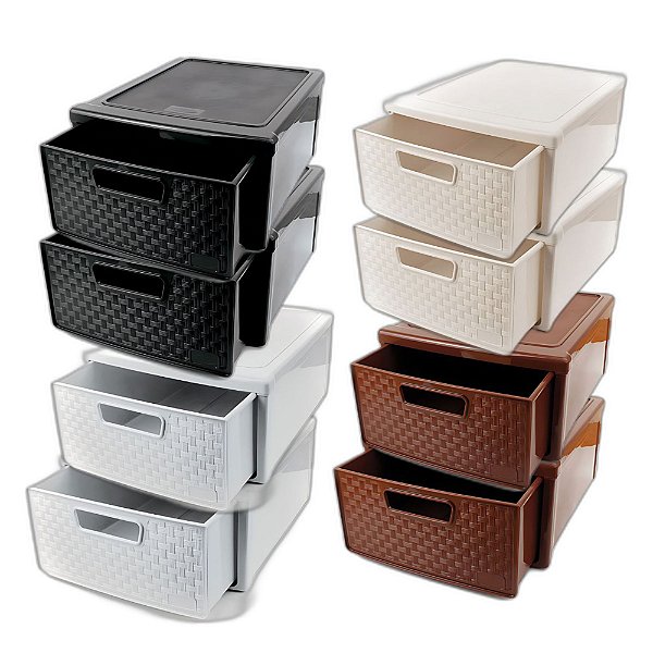 Kit 2 Gaveteiros Organizadores Modular Rattan Multiuso 7,9 L