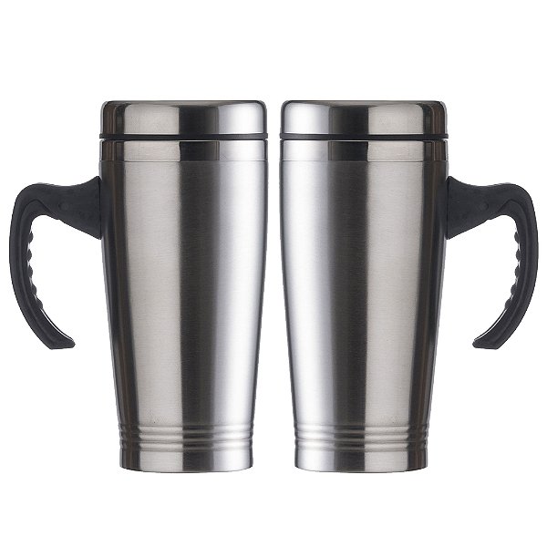 Kit 2 Caneca Termica Com Tampa Aço Inox 500ml