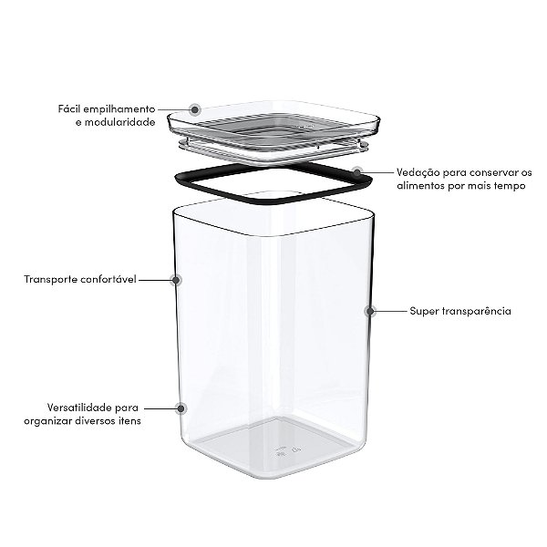 Pote Hermético Organizador 3,5l Block Natural Ou