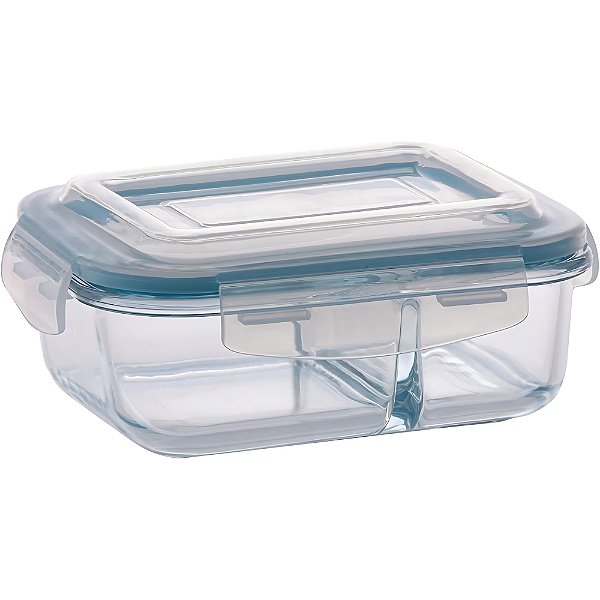 Pote Vidro Hermético Divisória Retangular 640ml Qualityhouse