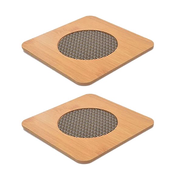 Kit 2 Descanso Panela Bambu De Mesa Travessas Antiaderente