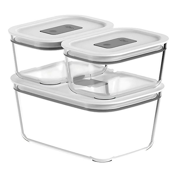 Kit Potes Vidro Hermético 1,2l E 370ml Forno Freezer Airfry