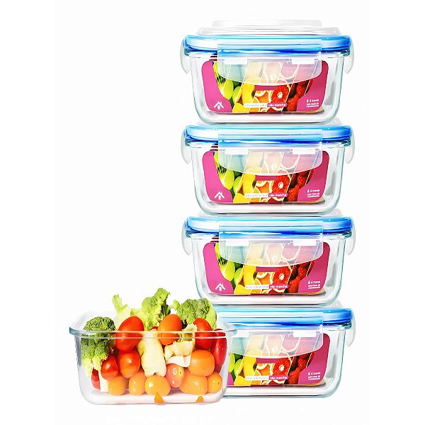 Kit 4 Potes Vidro Hermético 520ml Quality House