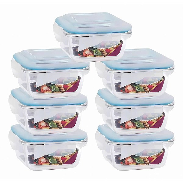 Kit 7 Potes Vidro Hermético 520ml Quality House