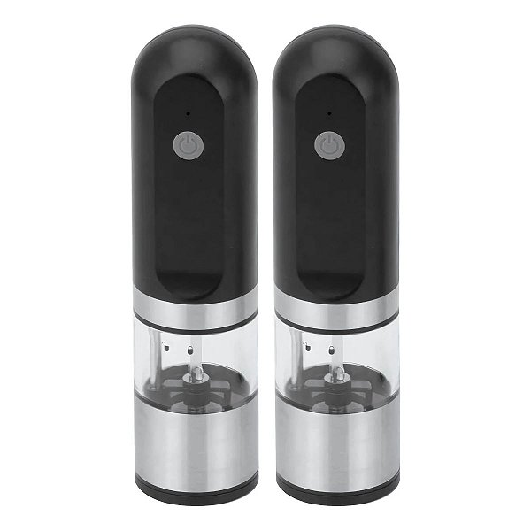 Kit 2 Moedores Elétrico Sal/pimenta Triturador Usb Inox