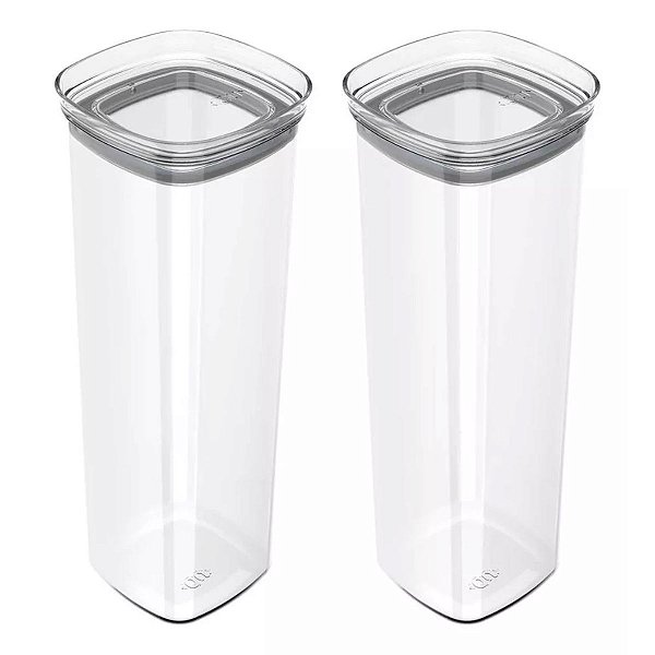 2 Potes Hermético Organizador Porta Condimento Block 2l