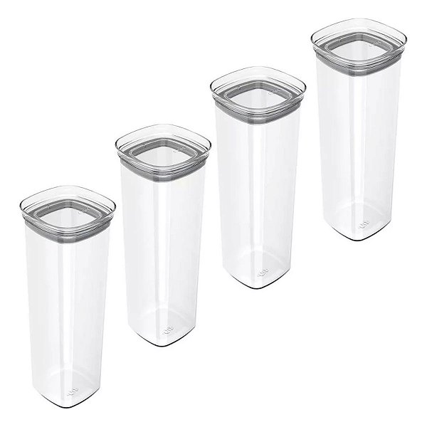 4 Potes Hermético Organizador Porta Condimento Block 2l