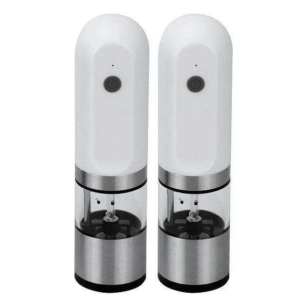 Kit 2 Moedores Elétrico Sal/pimenta Triturador Branco