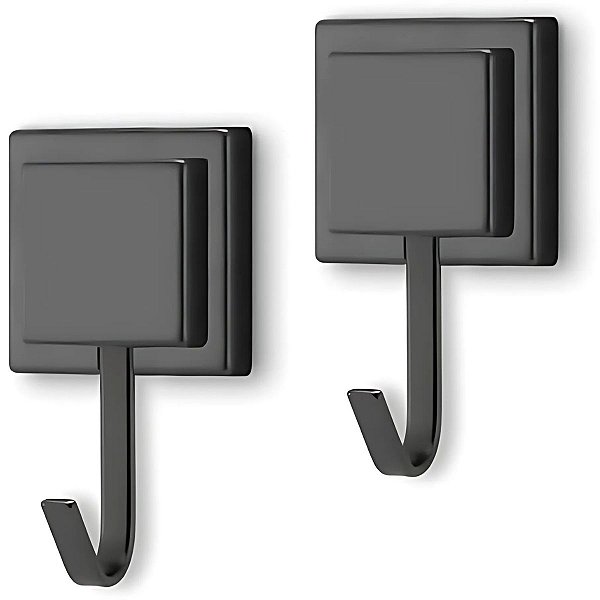 Kit 2 Ganchos Porta Toalha Fixação 3m Preto Banheiro - Arthi