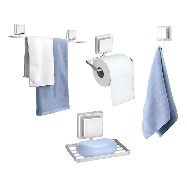 Kit Banheiro 4 Peças Adesivo 3m Sabonete Toalha Papel Arthi