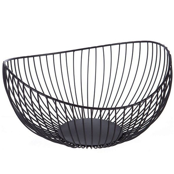 Fruteira Aramado Preto 28x14cm Organizador De Frutas Cozinha