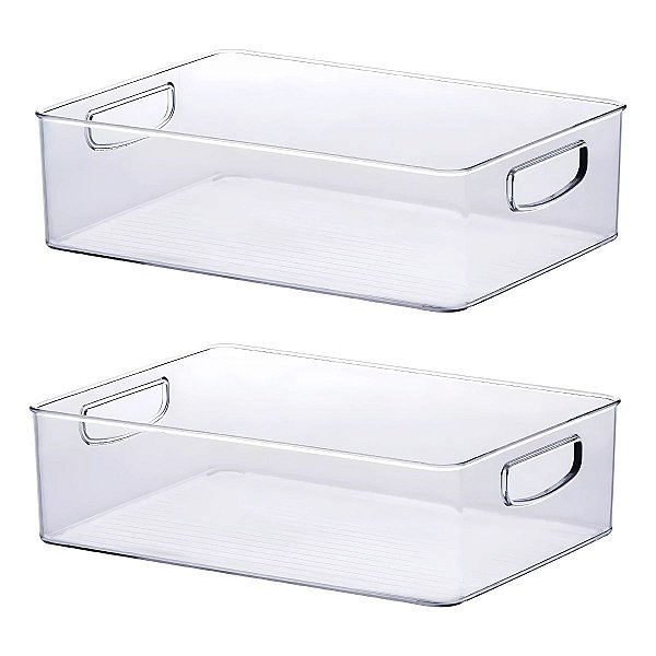 2 Caixa Organizador Alça 31x22x9cm Armário Cozinha Despensa