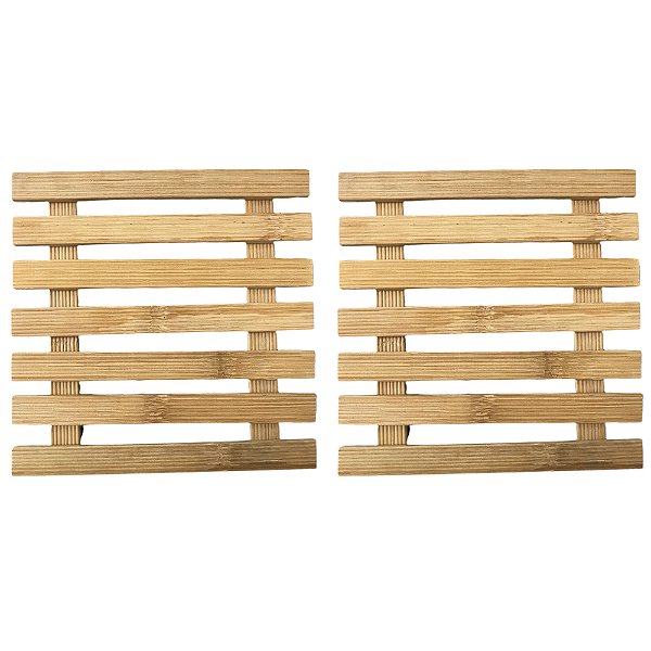 Kit 2 Descanso Panela Bambu De Mesa Travessas Antiaderente