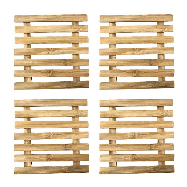 Kit 4 Descanso Panela Bambu De Mesa Travessas Antiaderente