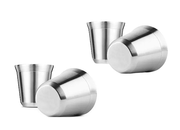 4 Xícaras 90ml Café Espresso Pixie Inox Parede Dupla Térmico Inox