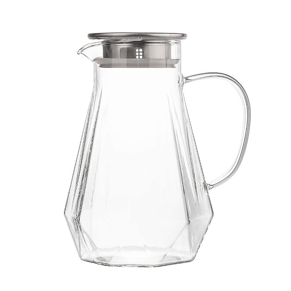 Jarra Vidro Borossilicato 1,8 Litros Com Tampa Em Inox