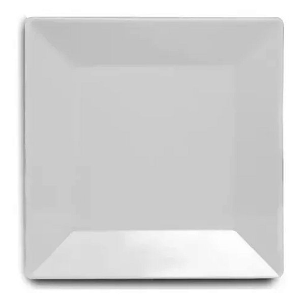 Kit 4 Prato Melamine Branco Quadrado 20 Cm