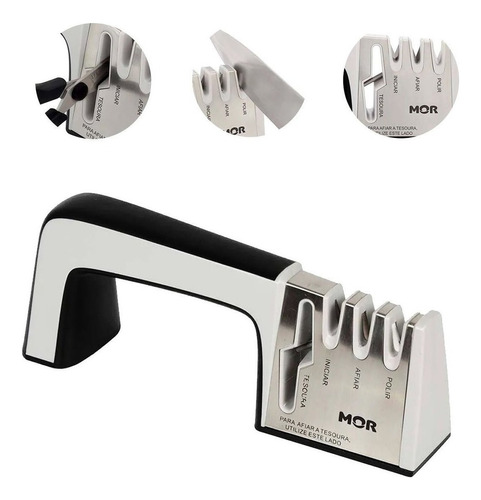 Afiador Amolador De Facas E Tesoura 23cm X 8,5cm Mor