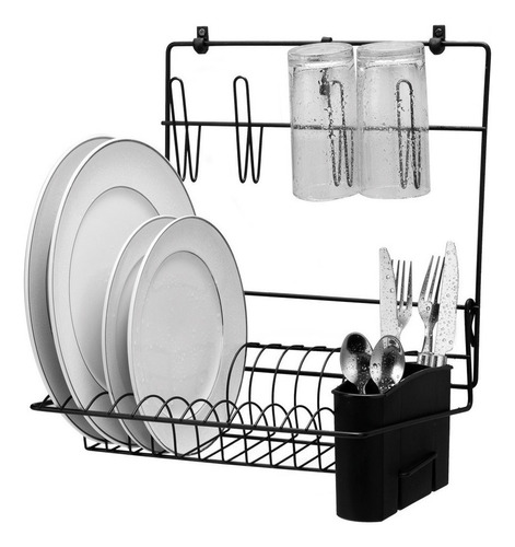 Escorredor Dobravel Arthi Pratos Copos Parede Black 2501