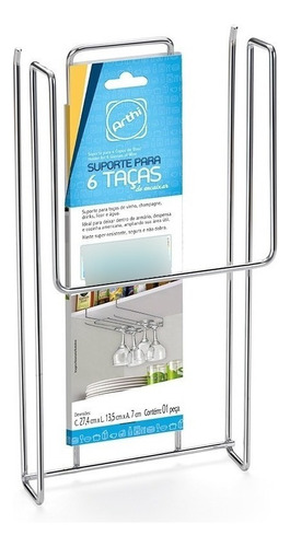 Suporte Para 6 Taças Cromado De Pendurar - Arthi