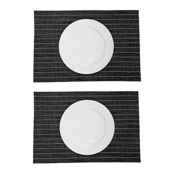 Conjunto 2 Jogo Americano Retangular 45 X 30cm Cinza