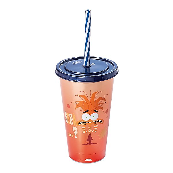 Copo Refri Divertidamente 500 Ml C/ Canudo Ansiedade