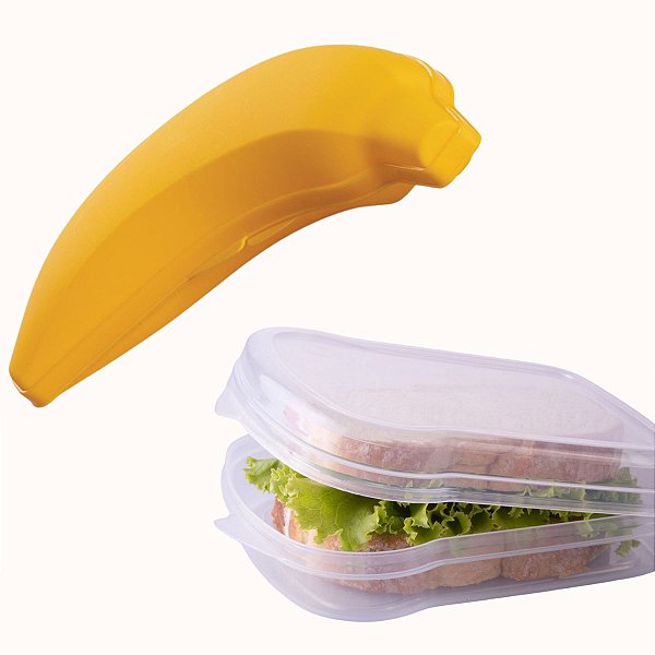 Kit Porta Banana + Vasilha P Sanduíche Pote Plástico Marmita