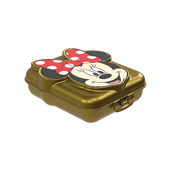 Sanduicheira Infantil Disney Minnie Escolar 3d Plasútil Dourado Minnie