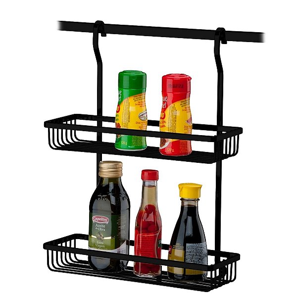 Suporte Duplo Cozinha Para Barras Aéreas Future Cucina Preto