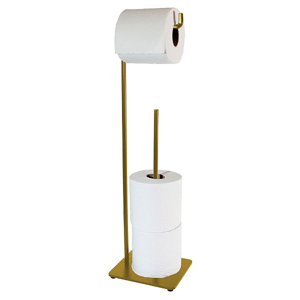 Suporte Chão Porta Papel Higiênico 4 Rolos Banheiro Lavabo Dourado