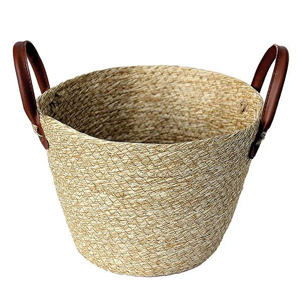 Cesto Multiuso De Fibra Natural Com Alça 28x22cm