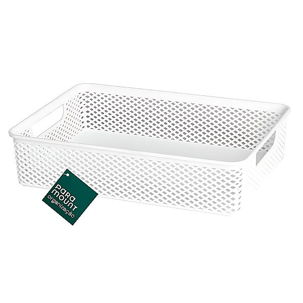 Cesto Organizador Multiuso Decorativo 39 X 27 X 7,5cm Branco