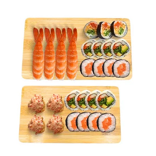 Kit 2 Bandeja Bambu 24cm E 21cm Sushi Multiuso