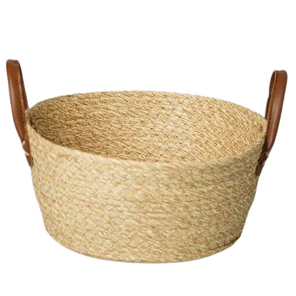 Cesto Multiuso De Fibra Natural 24x11 Com Alça Marrom