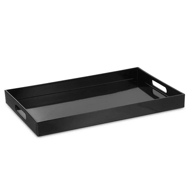 Bandeja Retangular Preta 40x26 Mimostyle Inquebrável