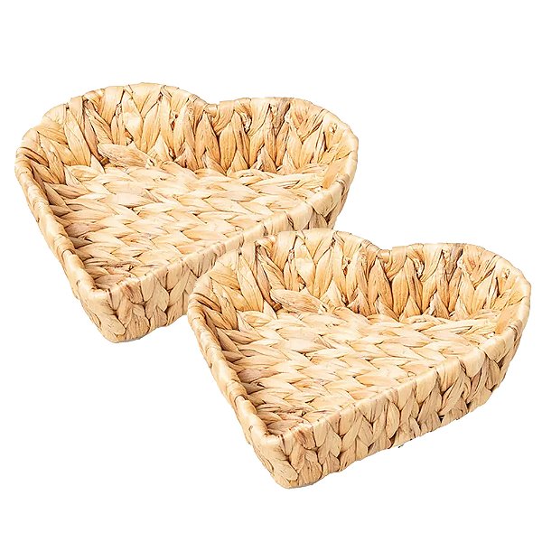 Kit 2 Bandeja Coração Trançado Fibra Natural Decoração