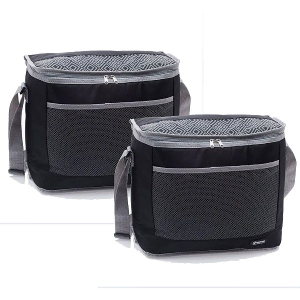 Kit 2 Bolsa Térmica Preta Pratica 10 Litros Cooler Reforçado